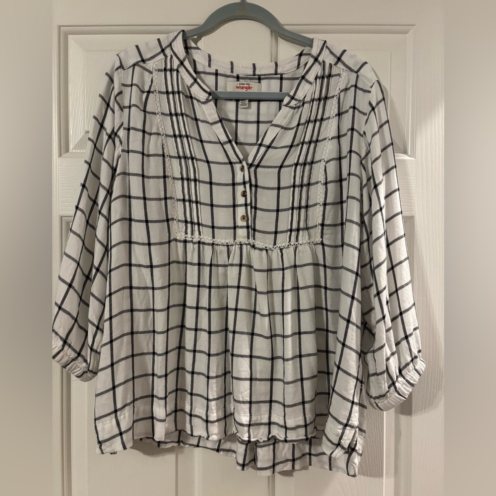 Wrangler Black and White Grid Blouse